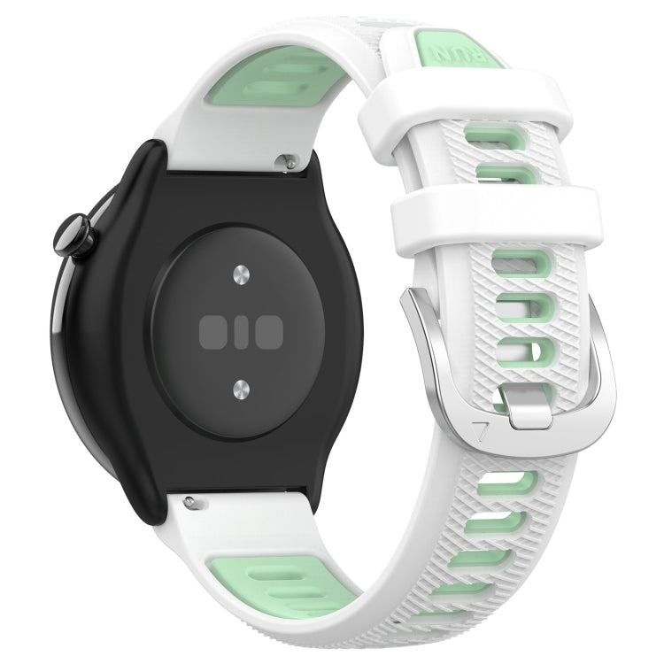 For Amazfit GTR Mini 20mm Cross Texture Two Color Silicone Stainless Steel Buckle Watch Band