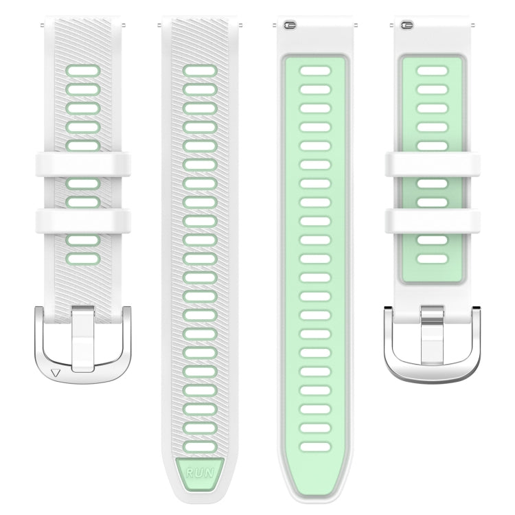 For Amazfit GTR Mini 20mm Cross Texture Two Color Silicone Stainless Steel Buckle Watch Band