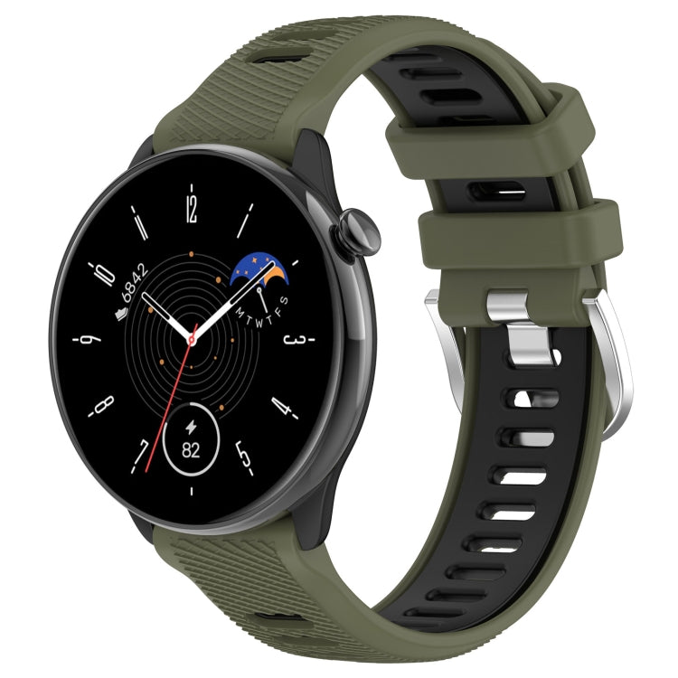 For Amazfit GTR Mini 20mm Cross Texture Two Color Silicone Stainless Steel Buckle Watch Band