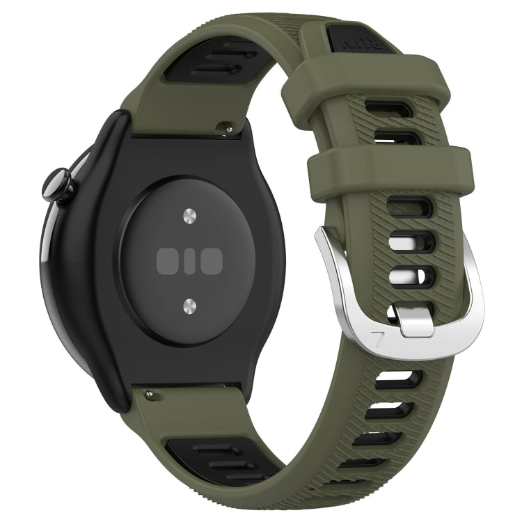 For Amazfit GTR Mini 20mm Cross Texture Two Color Silicone Stainless Steel Buckle Watch Band