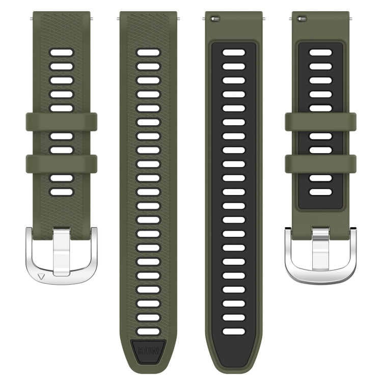 For Amazfit GTR Mini 20mm Cross Texture Two Color Silicone Stainless Steel Buckle Watch Band