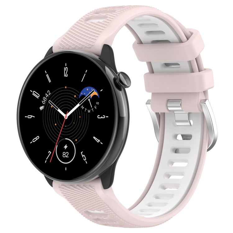 For Amazfit GTR Mini 20mm Cross Texture Two Color Silicone Stainless Steel Buckle Watch Band