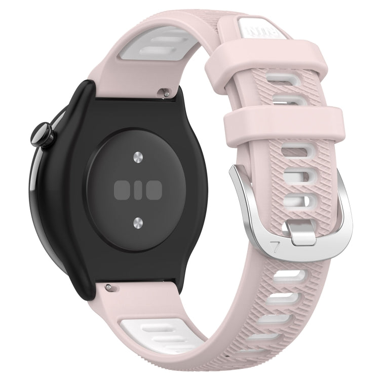 For Amazfit GTR Mini 20mm Cross Texture Two Color Silicone Stainless Steel Buckle Watch Band