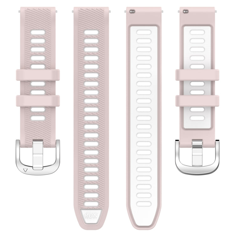 For Amazfit GTR Mini 20mm Cross Texture Two Color Silicone Stainless Steel Buckle Watch Band