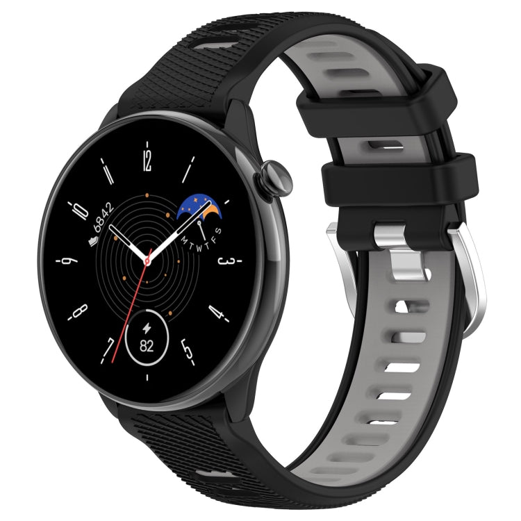 For Amazfit GTR Mini 20mm Cross Texture Two Color Silicone Stainless Steel Buckle Watch Band