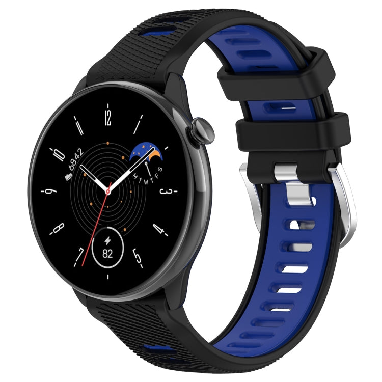 For Amazfit GTR Mini 20mm Cross Texture Two Color Silicone Stainless Steel Buckle Watch Band