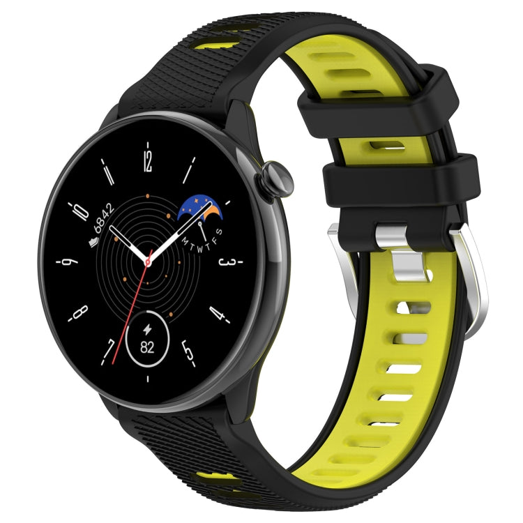 For Amazfit GTR Mini 20mm Cross Texture Two Color Silicone Stainless Steel Buckle Watch Band