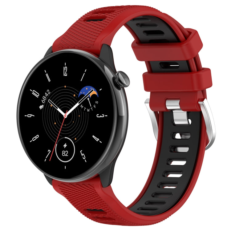 For Amazfit GTR Mini 20mm Cross Texture Two Color Silicone Stainless Steel Buckle Watch Band