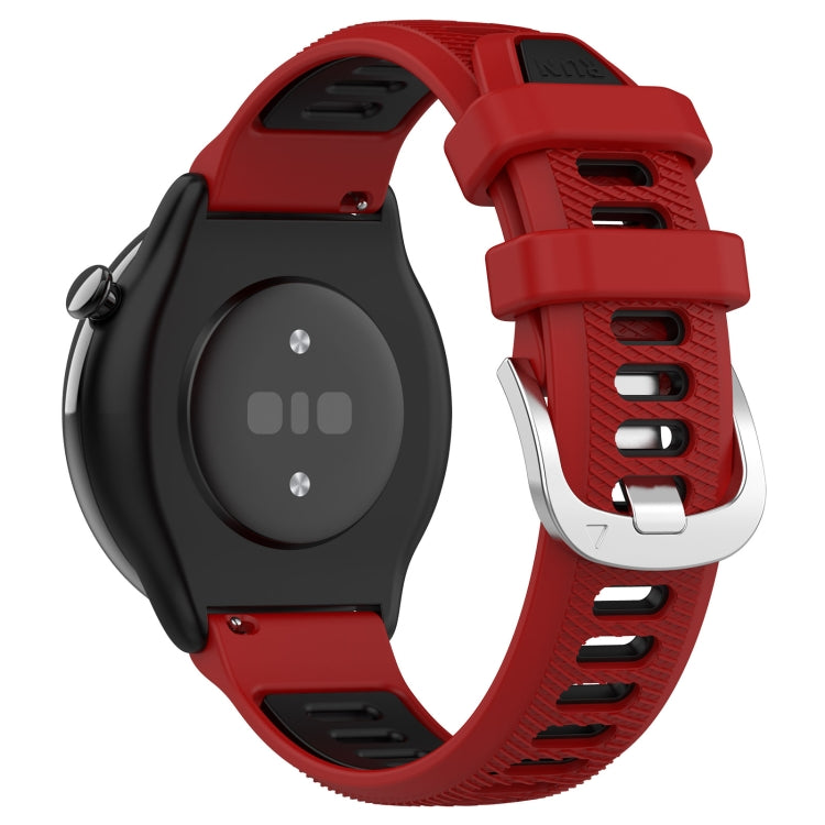 For Amazfit GTR Mini 20mm Cross Texture Two Color Silicone Stainless Steel Buckle Watch Band