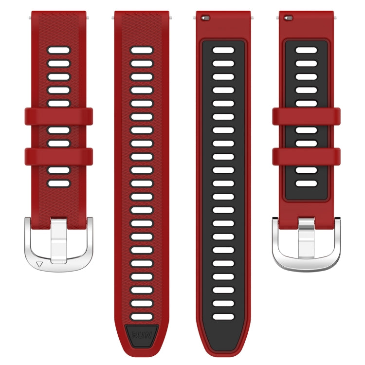 For Amazfit GTR Mini 20mm Cross Texture Two Color Silicone Stainless Steel Buckle Watch Band