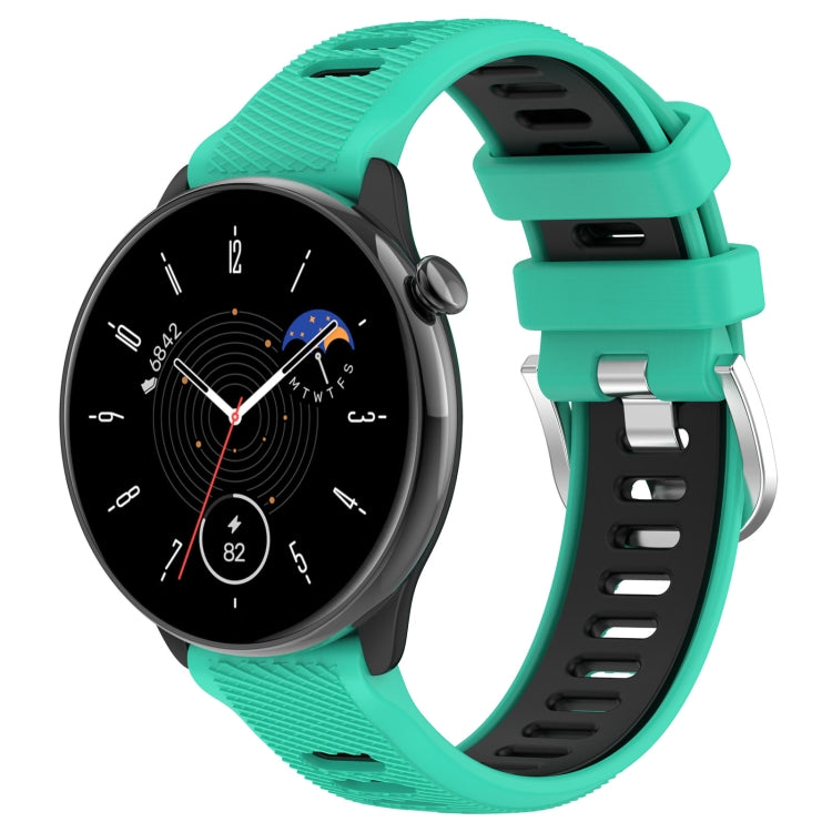 For Amazfit GTR Mini 20mm Cross Texture Two Color Silicone Stainless Steel Buckle Watch Band