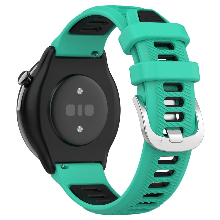 For Amazfit GTR Mini 20mm Cross Texture Two Color Silicone Stainless Steel Buckle Watch Band