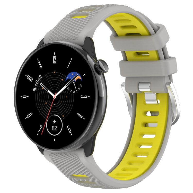 For Amazfit GTR Mini 20mm Cross Texture Two Color Silicone Stainless Steel Buckle Watch Band
