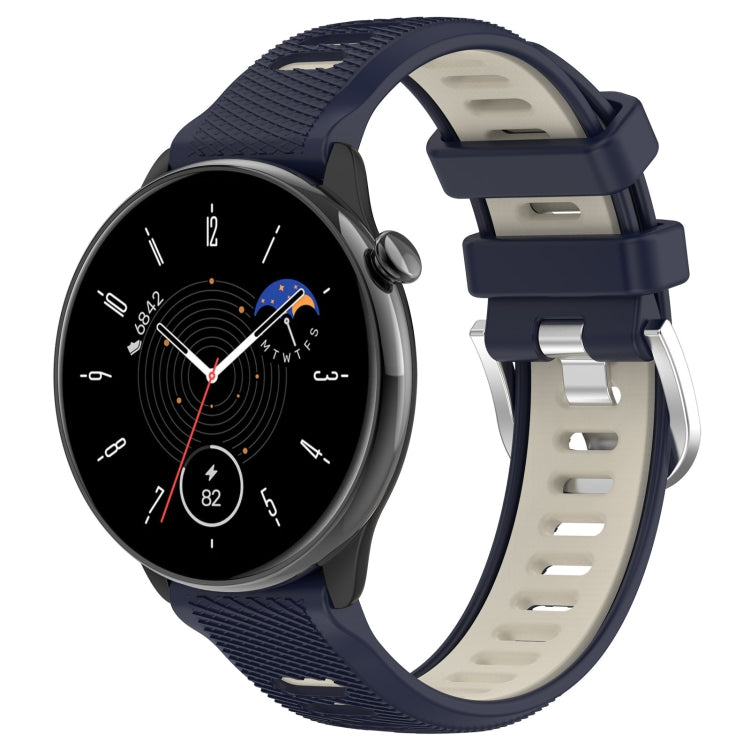 For Amazfit GTR Mini 20mm Cross Texture Two Color Silicone Stainless Steel Buckle Watch Band