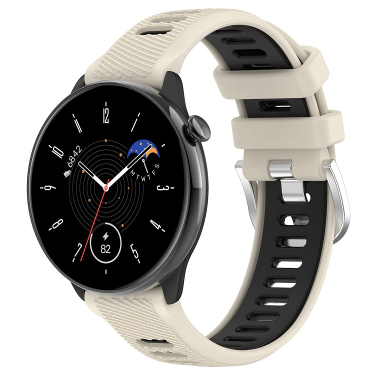 For Amazfit GTR Mini 20mm Cross Texture Two Color Silicone Stainless Steel Buckle Watch Band
