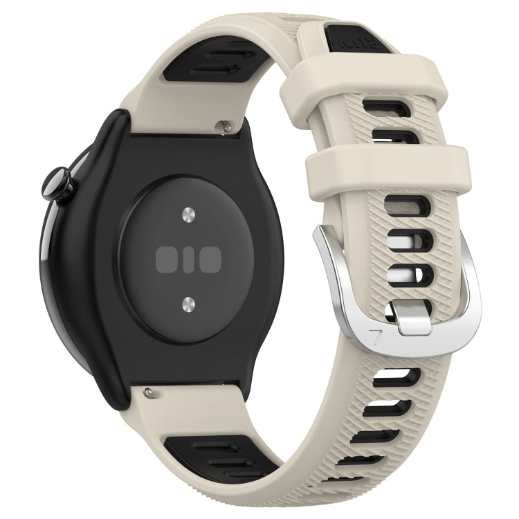 For Amazfit GTR Mini 20mm Cross Texture Two Color Silicone Stainless Steel Buckle Watch Band