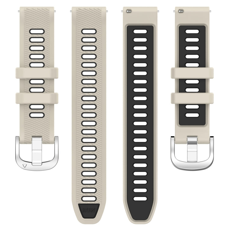 For Amazfit GTR Mini 20mm Cross Texture Two Color Silicone Stainless Steel Buckle Watch Band
