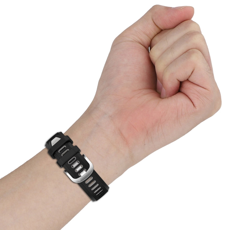 For Amazfit GTR Mini 20mm Cross Texture Two Color Silicone Stainless Steel Buckle Watch Band