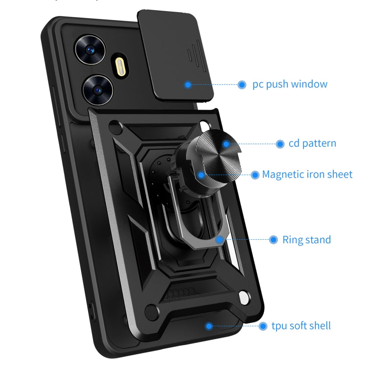 For Realme C55 4G Sliding Camera Cover Design TPU+PC Phone Case