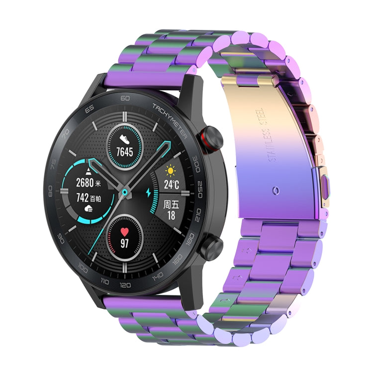 For Honor Watch GS 3i 22mm Three Bead Stainless Steel Metal Watch Band