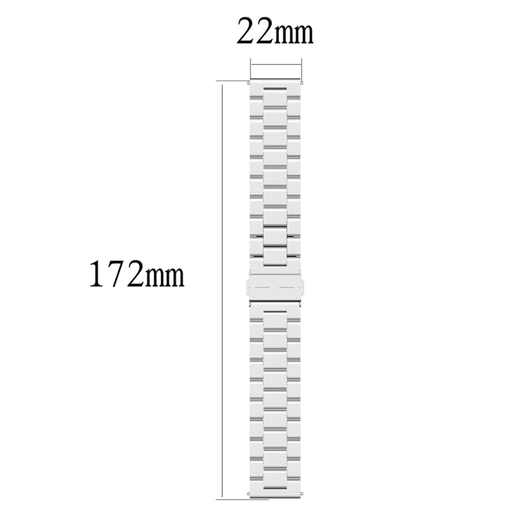 For Honor Watch GS 3i 22mm Three Bead Stainless Steel Metal Watch Band