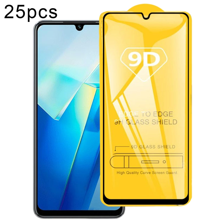 For vivo T2 India 25pcs 9D Full Glue Full Screen Tempered Glass Film