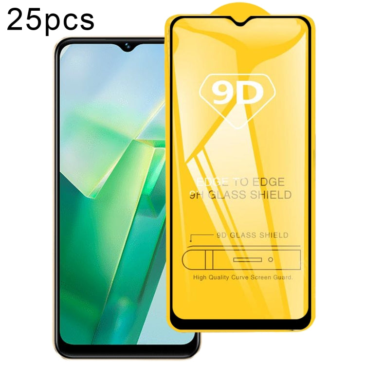 For vivo T2x India 25pcs 9D Full Glue Full Screen Tempered Glass Film