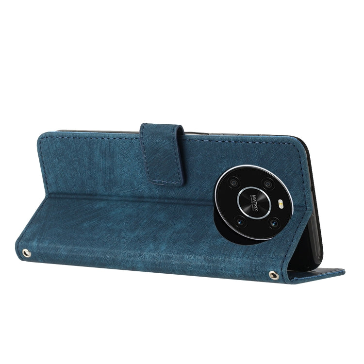 For Honor X9 5G&4G / X30 / Magic4 Lite Skin Feel Stripe Pattern Leather Phone Case with Lanyard