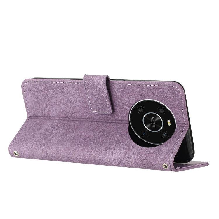 For Honor X9 5G&4G / X30 / Magic4 Lite Skin Feel Stripe Pattern Leather Phone Case with Lanyard