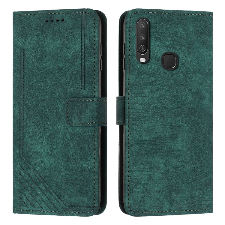 For vivo Y17 / Y15 / Y12 / U10 / Y11 / Y3 Skin Feel Stripe Pattern Leather Phone Case with Lanyard