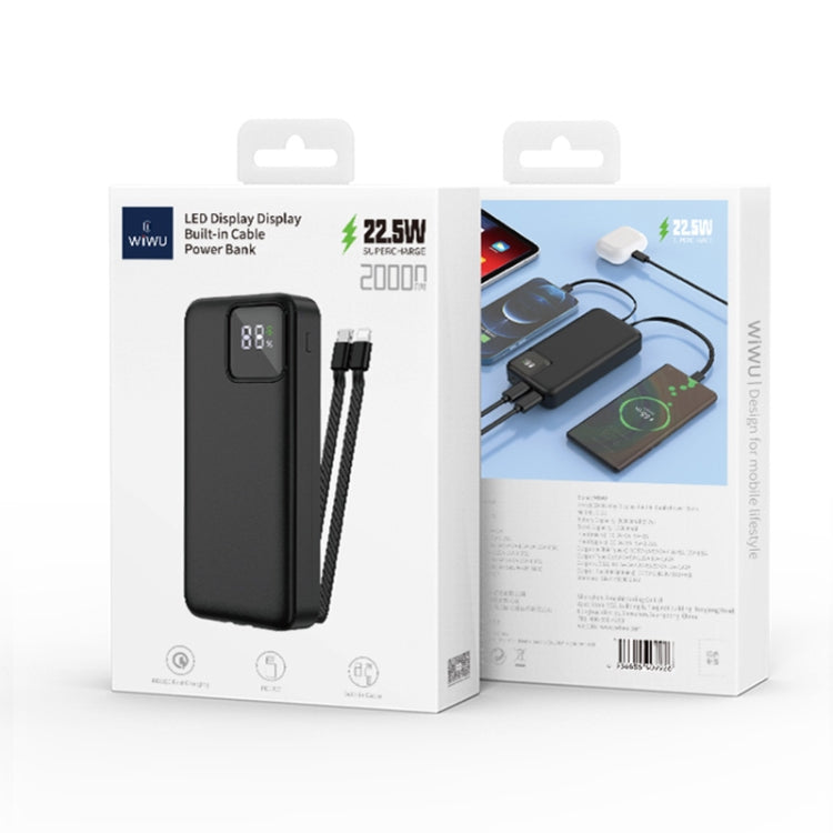 WIWU JC-22 20000mAh LED Digital Display Power Bank with Cable