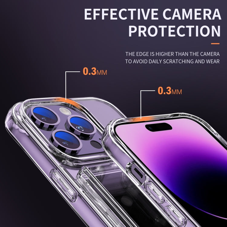 For iPhone 14 Pro Max Four-Corner Shockproof Transparent Phone Case with Card Slot