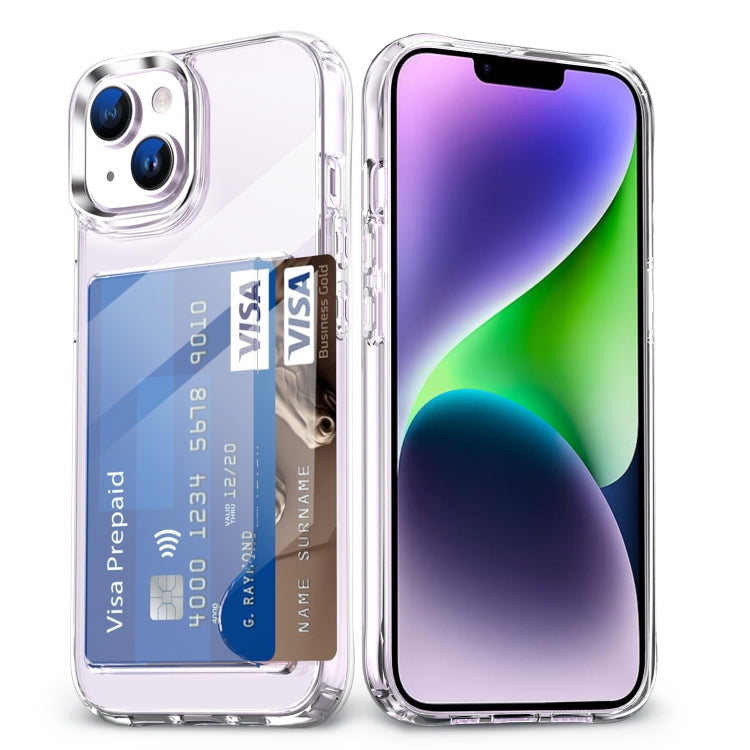 For iPhone 14 Plus Four-Corner Shockproof Transparent Phone Case with Card Slot