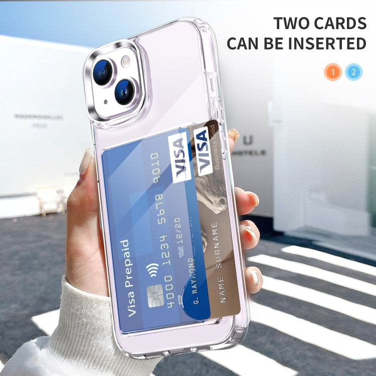 For iPhone 14 Plus Four-Corner Shockproof Transparent Phone Case with Card Slot