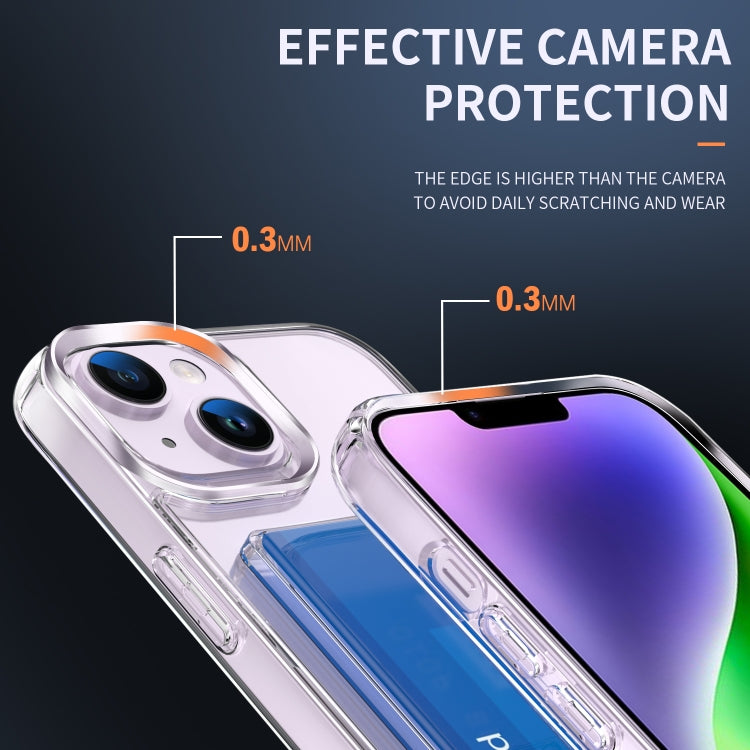 For iPhone 14 Plus Four-Corner Shockproof Transparent Phone Case with Card Slot