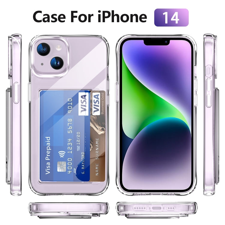 For iPhone 14 Four-Corner Shockproof Transparent Phone Case with Card Slot