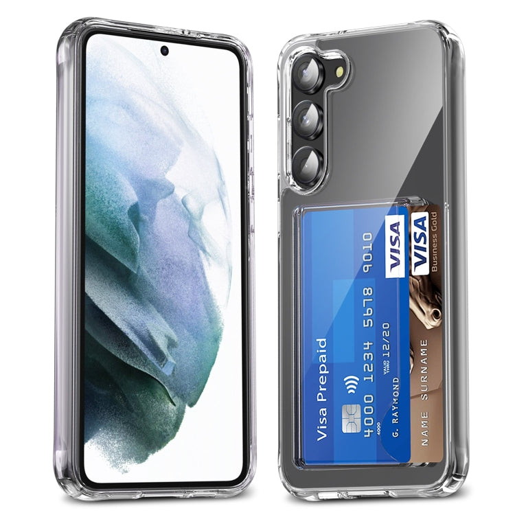 For Samsung Galaxy S23 5G Four-Corner Shockproof Transparent Phone Case with Card Slot