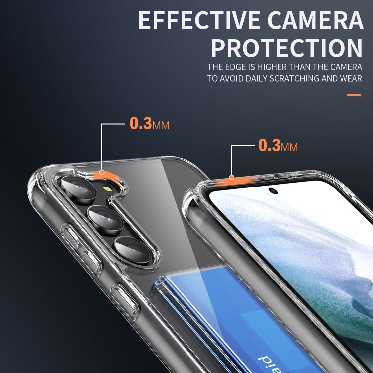 For Samsung Galaxy S23 5G Four-Corner Shockproof Transparent Phone Case with Card Slot
