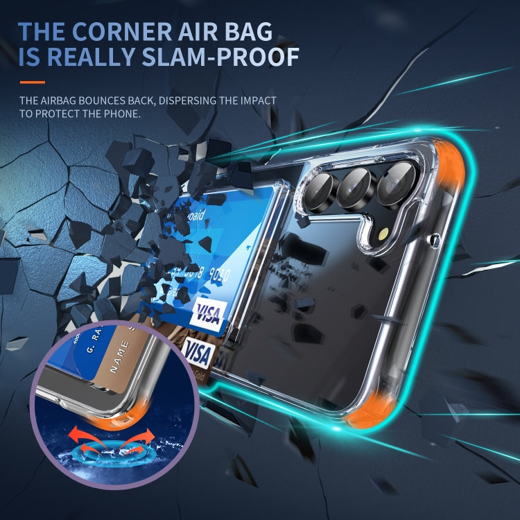 For Samsung Galaxy S23 5G Four-Corner Shockproof Transparent Phone Case with Card Slot