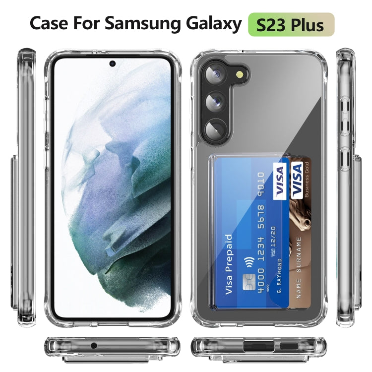 For Samsung Galaxy S23+ 5G Four-Corner Shockproof Transparent Phone Case with Card Slot
