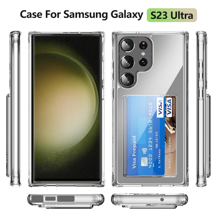 For Samsung Galaxy S23 Ultra 5G Four-Corner Shockproof Transparent Phone Case with Card Slot
