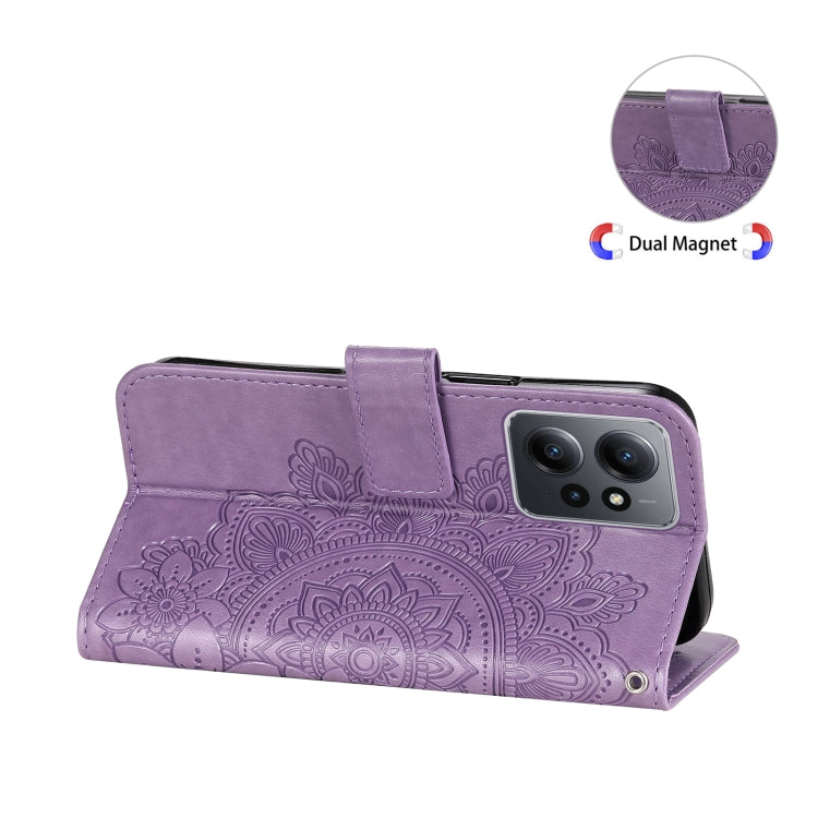 For Xiaomi Redmi Note 12 4G Global 7-petal Flowers Embossing Leather Phone Case
