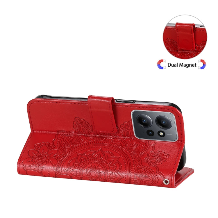 For Xiaomi Redmi Note 12 4G Global 7-petal Flowers Embossing Leather Phone Case