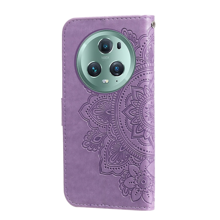 For Honor Magic5 Pro 7-petal Flowers Embossing Leather Phone Case