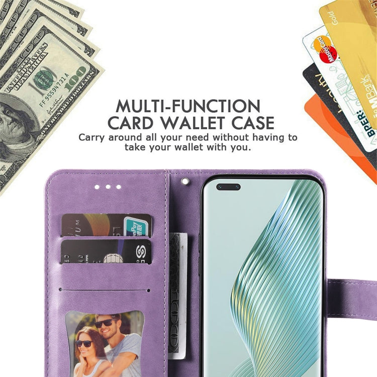 For Honor Magic5 Pro 7-petal Flowers Embossing Leather Phone Case