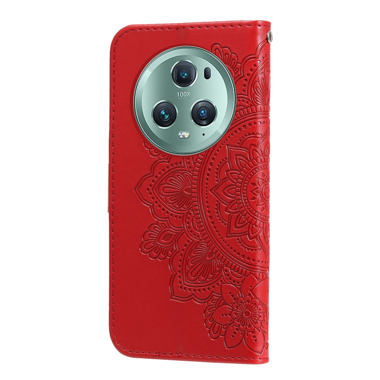 For Honor Magic5 Pro 7-petal Flowers Embossing Leather Phone Case