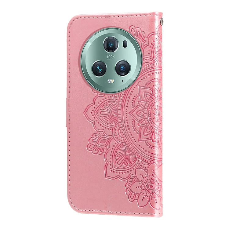 For Honor Magic5 Pro 7-petal Flowers Embossing Leather Phone Case