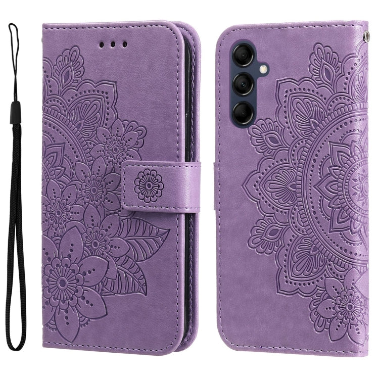 For Samsung Galaxy M14 5G 7-petal Flowers Embossing Leather Phone Case