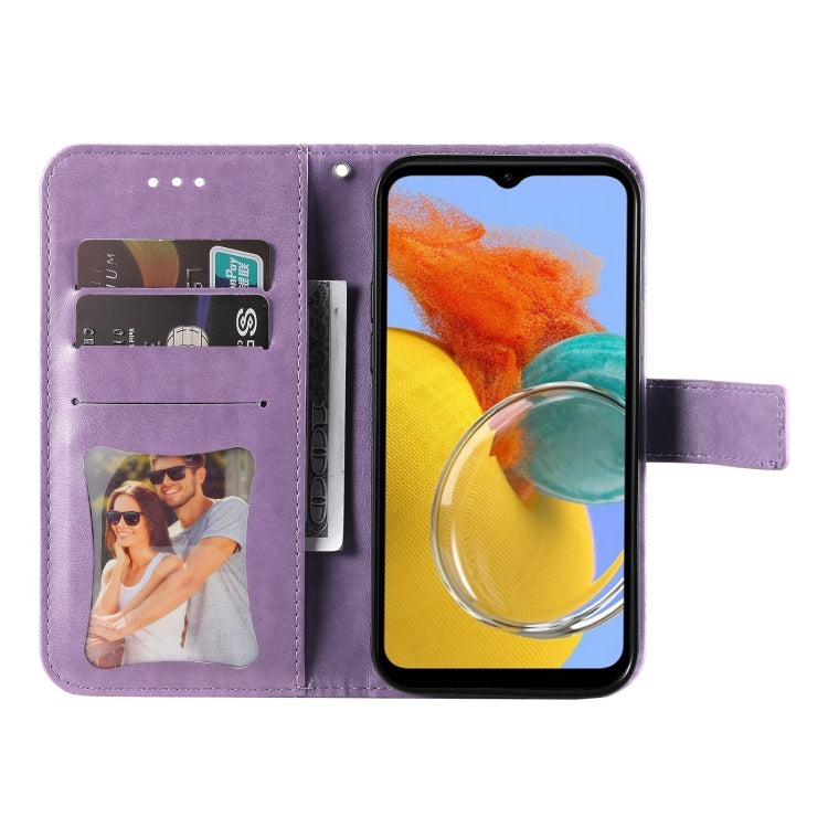 For Samsung Galaxy M14 5G 7-petal Flowers Embossing Leather Phone Case