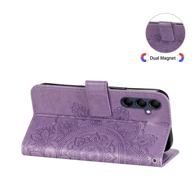 For Samsung Galaxy M14 5G 7-petal Flowers Embossing Leather Phone Case